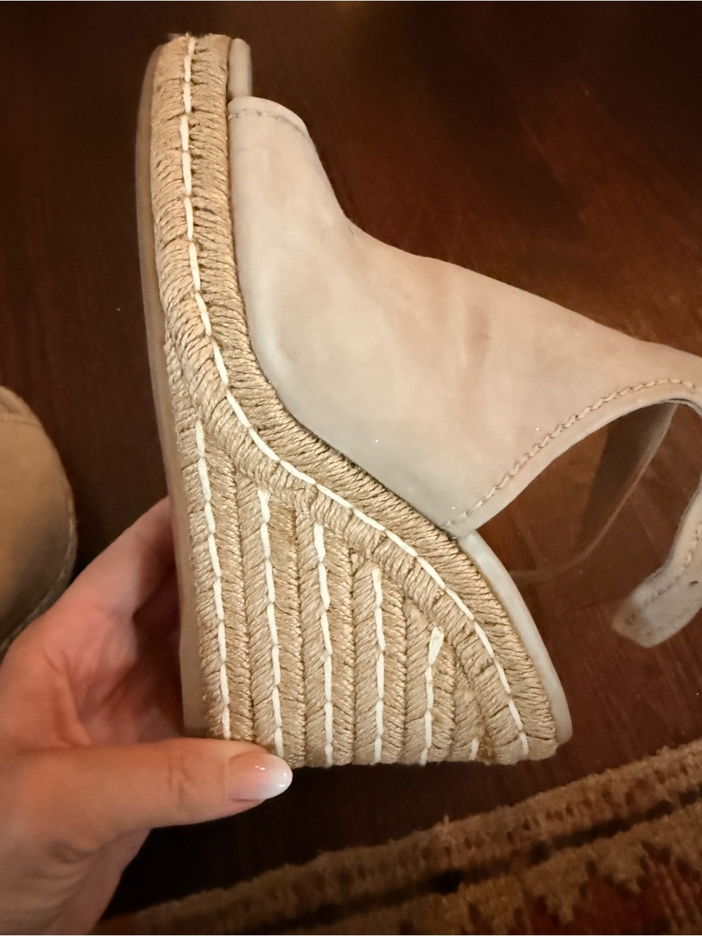 Prada Beige Suede Ankle-Strap Espadrille Wedge - Picture 5 of 7